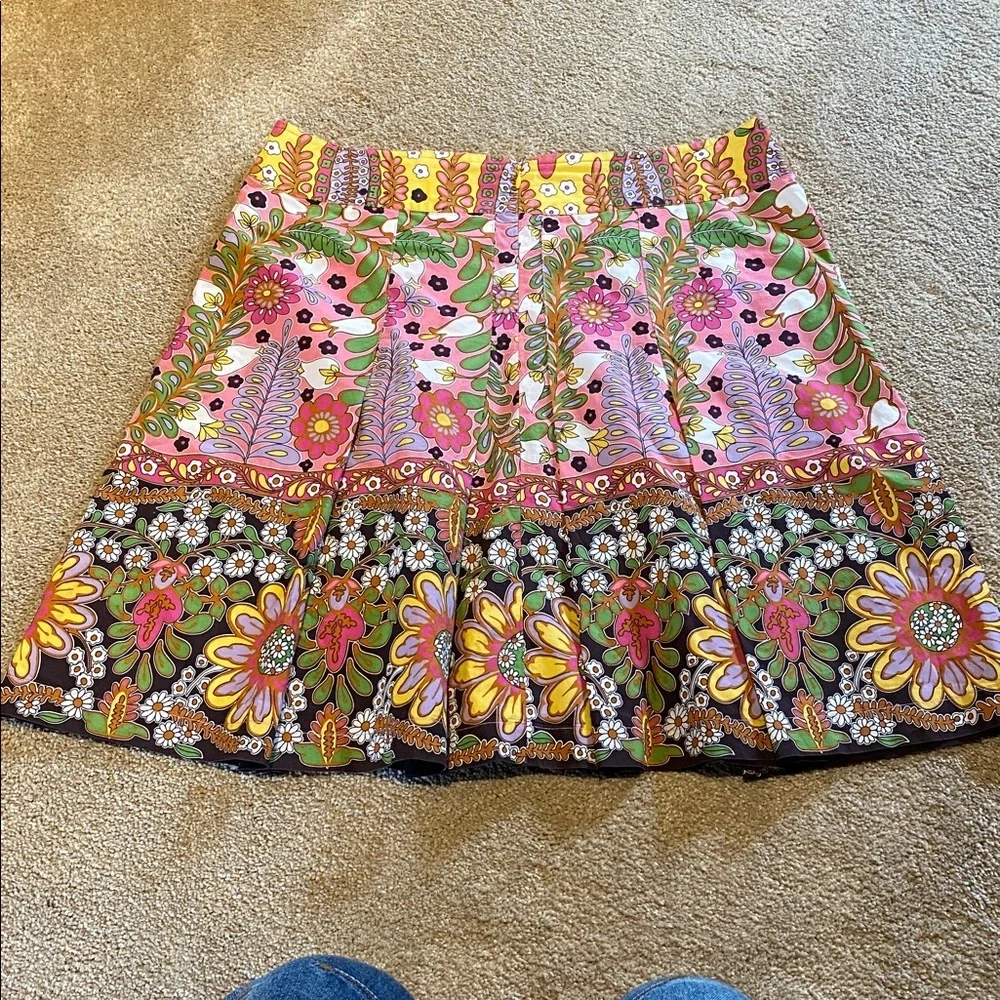 CAbi 14 Ashbury Hippie Floral Boho Pleat Mini Cotton Skirt w Pockets Cotton - Picture 8 of 10
